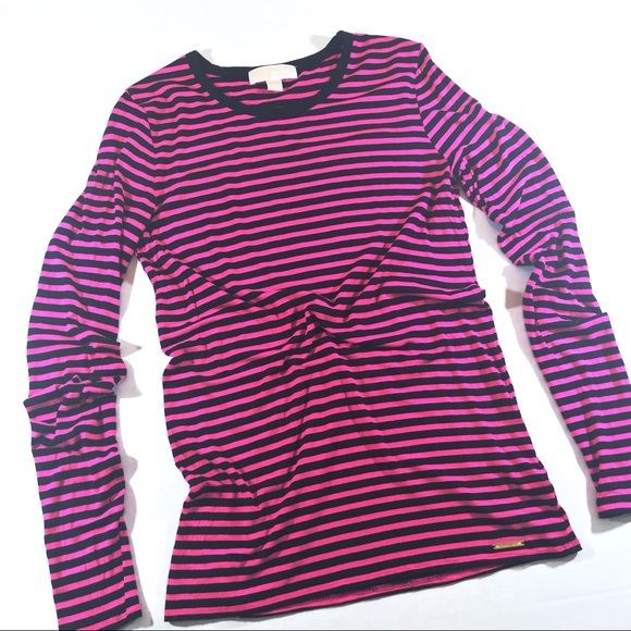 Pink and black striped shirt long sleeve Clearance